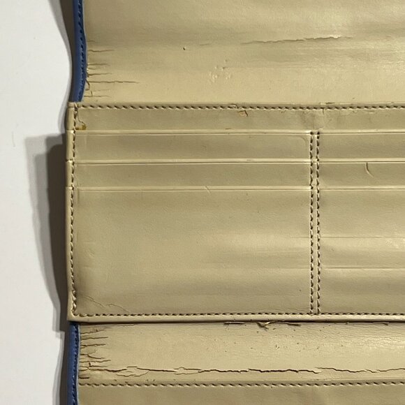 Coach Alexandra Slim Envelope Cream Wallet Trifold Signature With Blue Leather - Picture 10 of 11